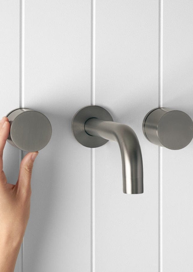 Yabby TAPWARE Wall Spout + Round Wall Taps Gunmetal