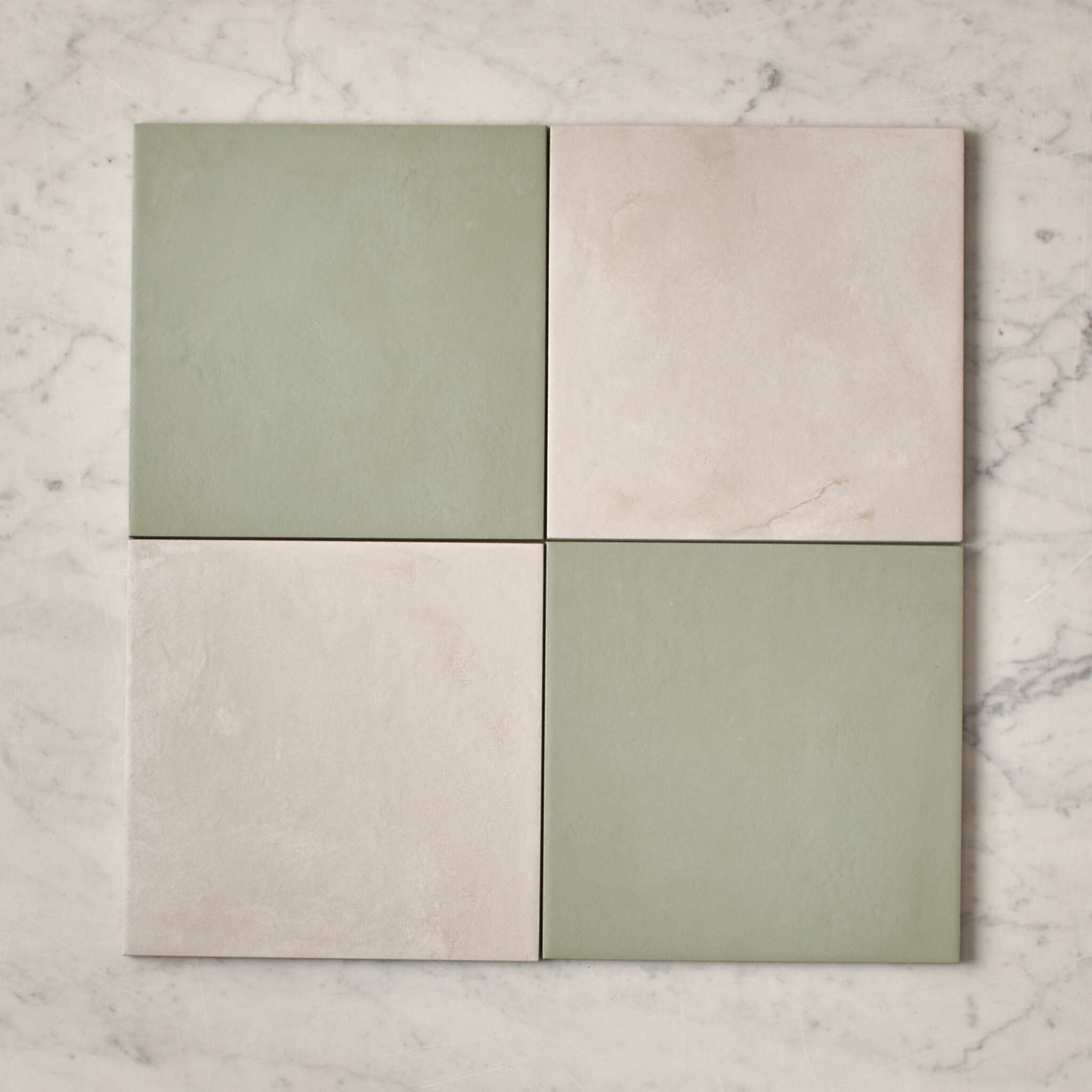 Fina Ceramics TILE Bronte Checkerboard Sage & White Tile