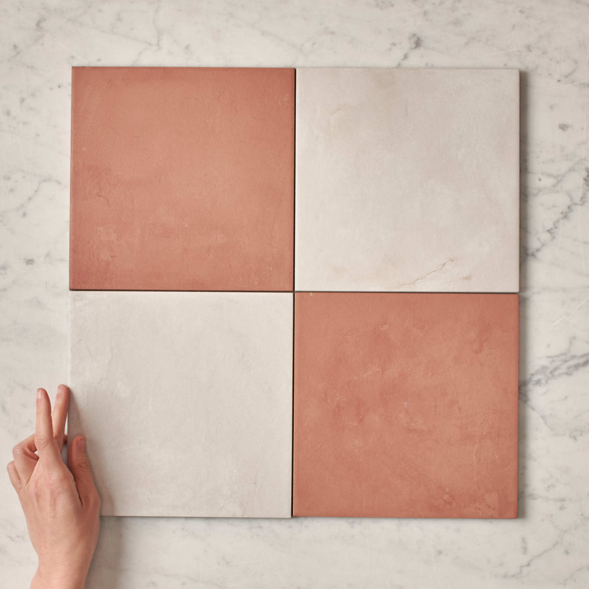 Fina Ceramics TILE Bronte Checkerboard Terracotta & White Tile