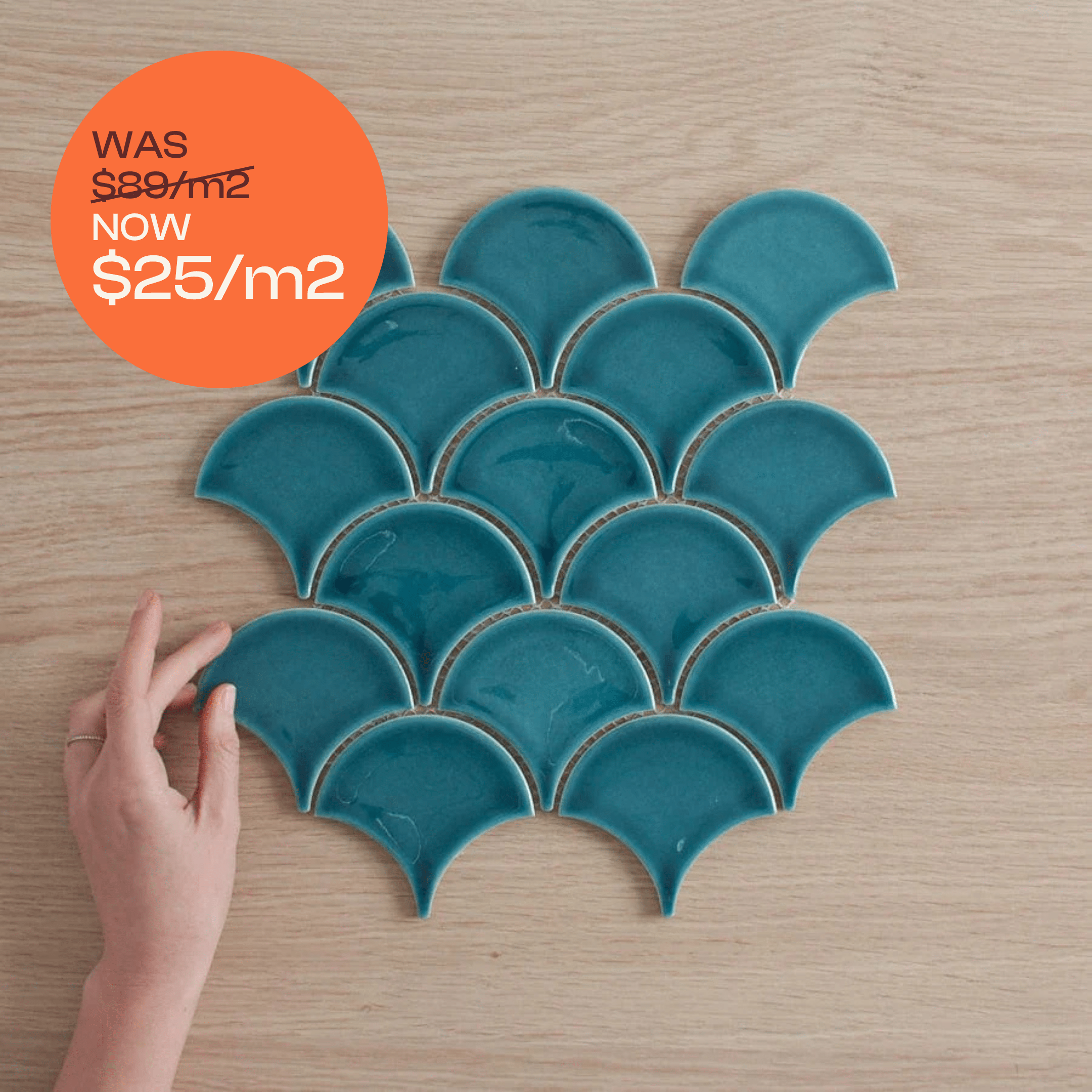 TileCloud TILE Coral Bay Sea Green Fish Scale Tile
