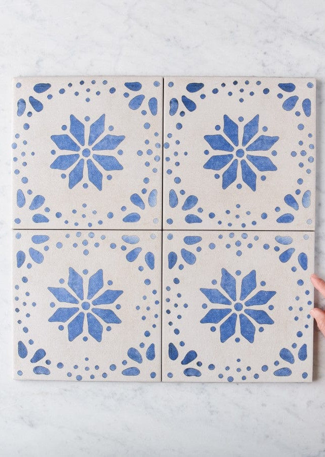 Fina Ceramics TILE Mudgee Blue Encaustic Look Tile