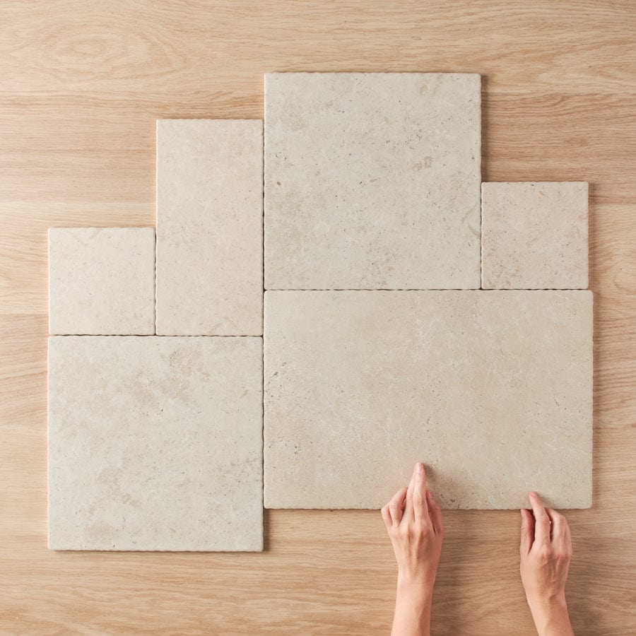 TileCloud TILE Seaforth French Pattern Travertine Look Beige Matte Tile