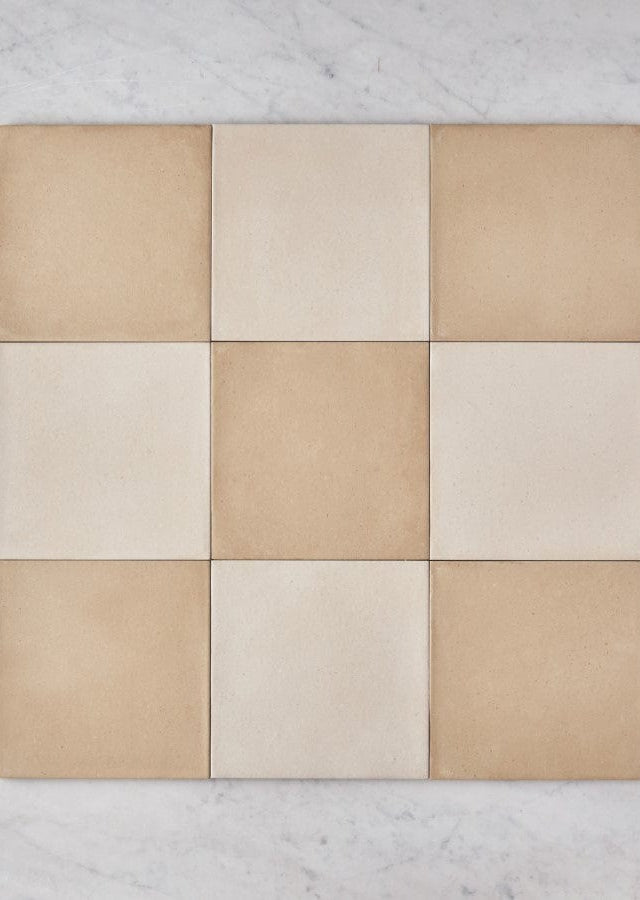 Fina Ceramics TILE Tamarama Checkerboard Beige & Cream Tile