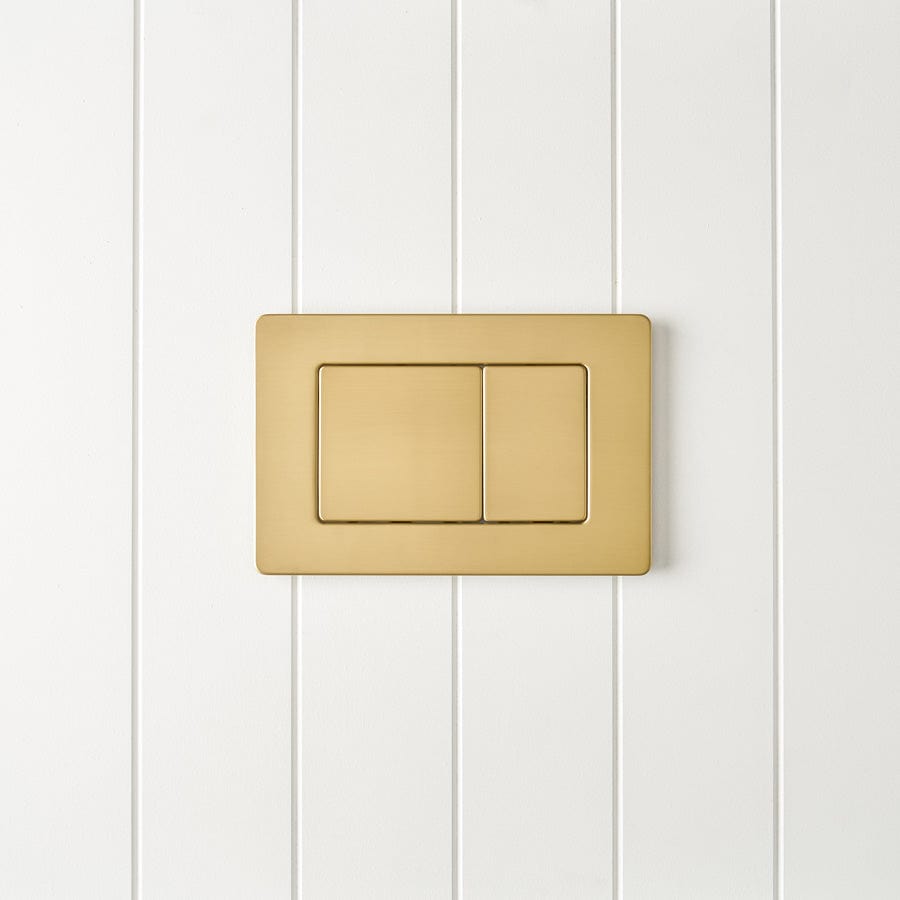 TileCloud TOILETS Angled In-Wall Toilet With Rectangle Brushed Brass Buttons