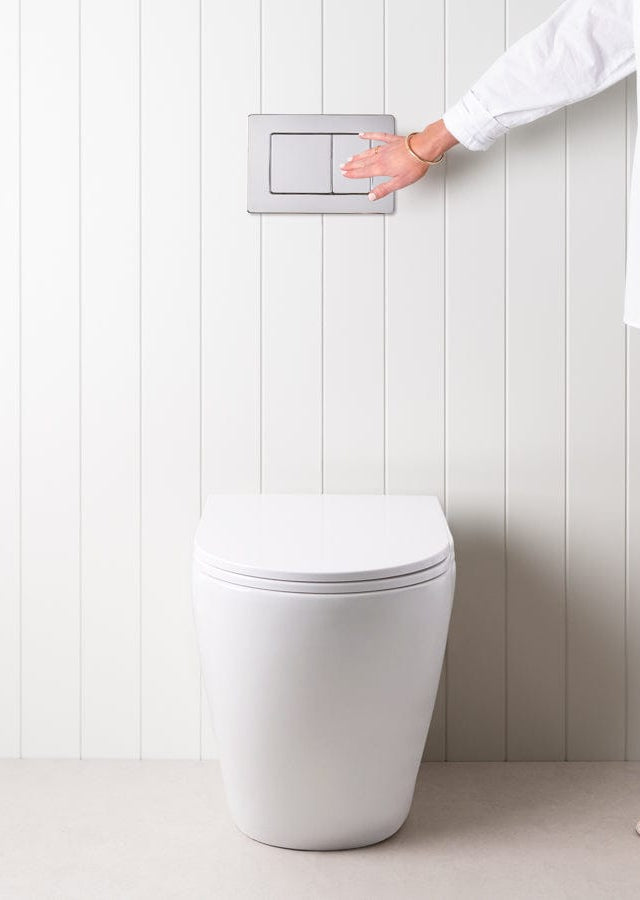 TileCloud TOILETS Angled In-Wall Toilet With Rectangle Chrome Buttons