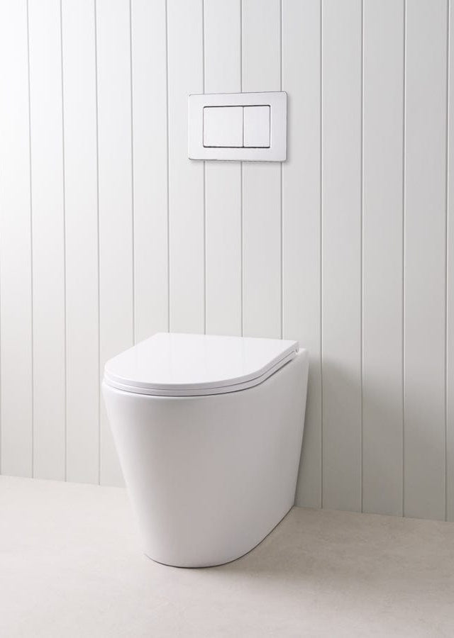 TileCloud TOILETS Angled In-Wall Toilet With Rectangle Chrome Buttons