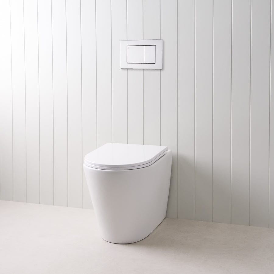 TileCloud TOILETS Angled In-Wall Toilet With Rectangle Chrome Buttons