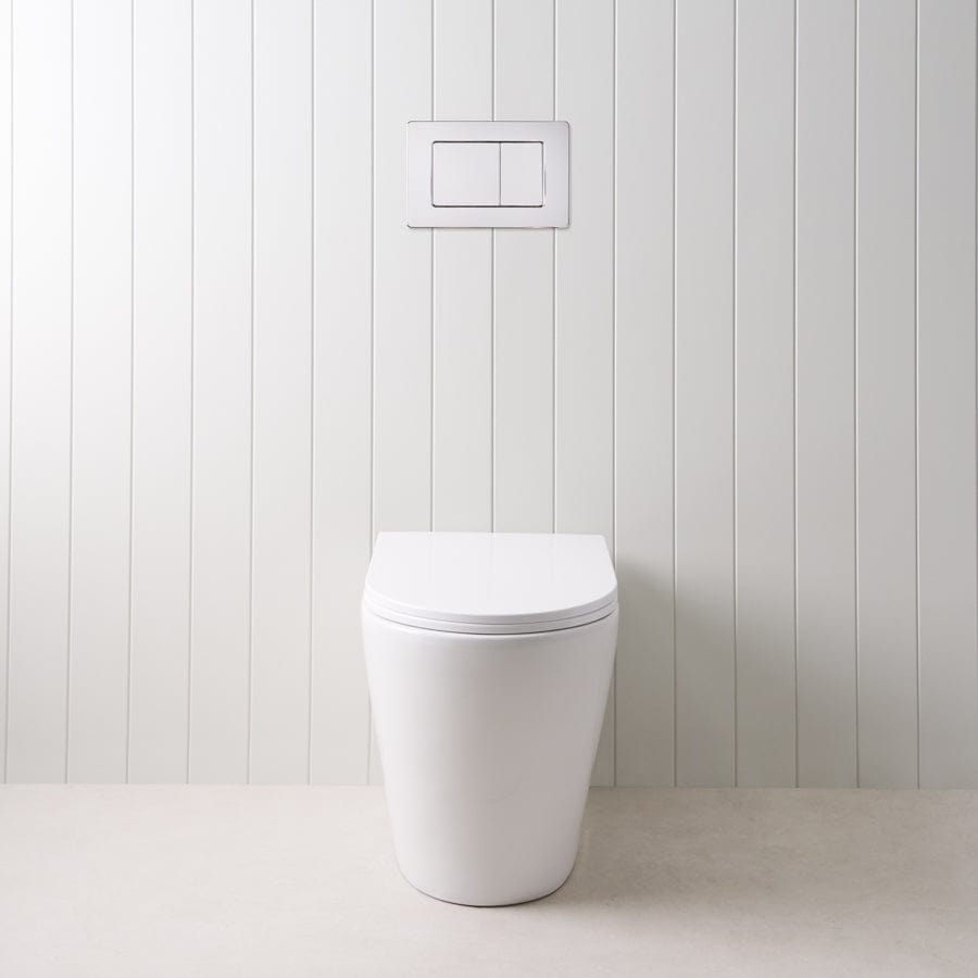 TileCloud TOILETS Angled In-Wall Toilet With Rectangle Chrome Buttons