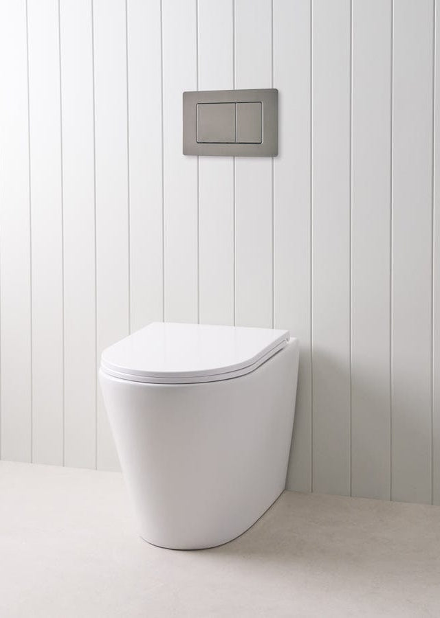 TileCloud TOILETS Angled In-Wall Toilet With Rectangle Gunmetal Buttons