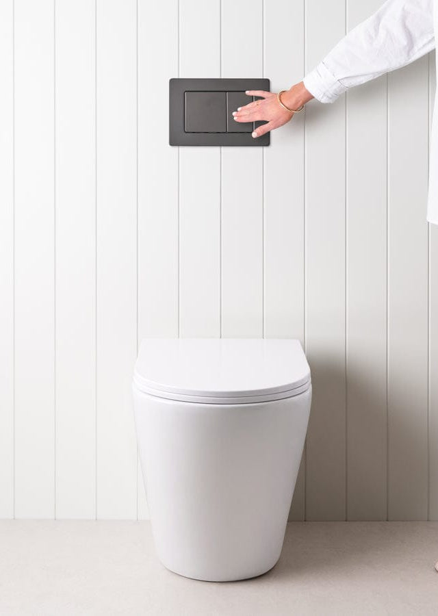 TileCloud TOILETS Angled In-Wall Toilet With Rectangle Matte Black Buttons