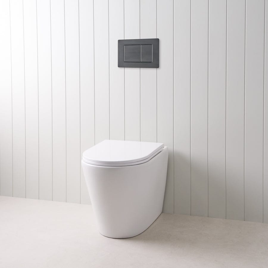 TileCloud TOILETS Angled In-Wall Toilet With Rectangle Matte Black Buttons