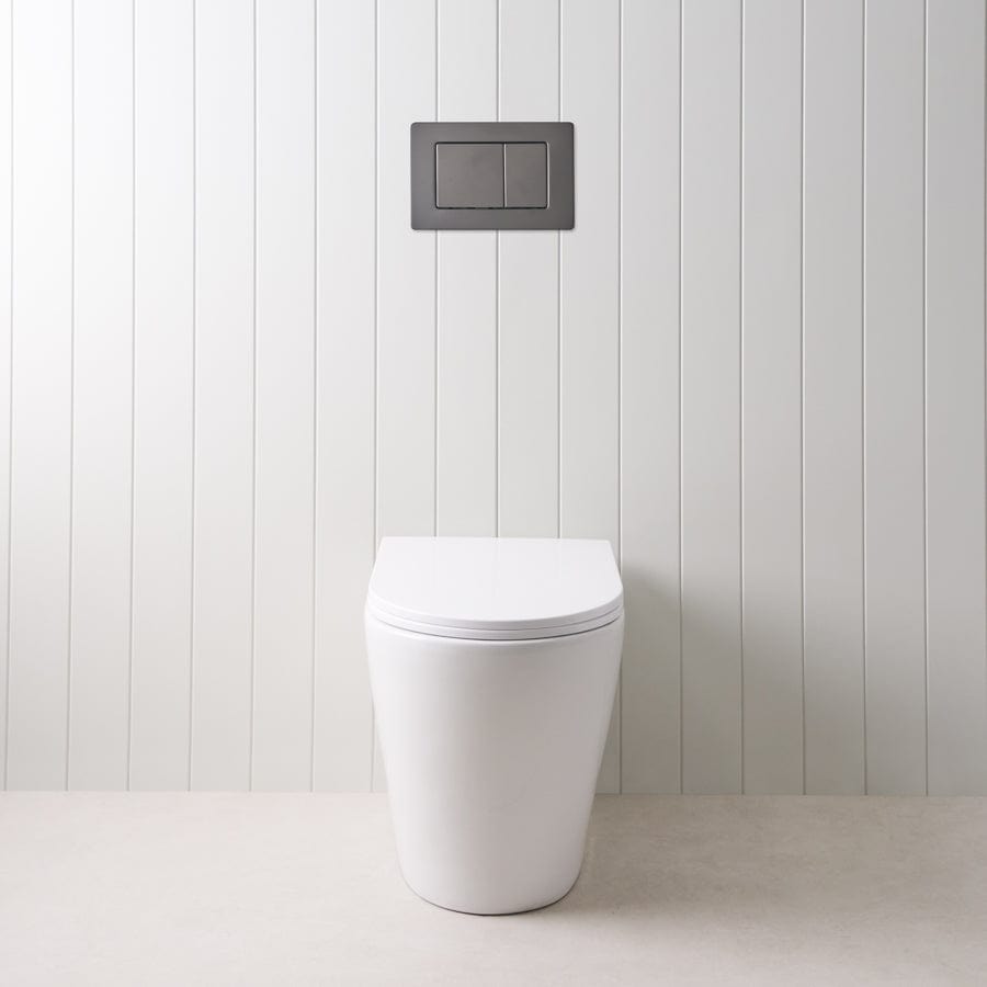 TileCloud TOILETS Angled In-Wall Toilet With Rectangle Matte Black Buttons