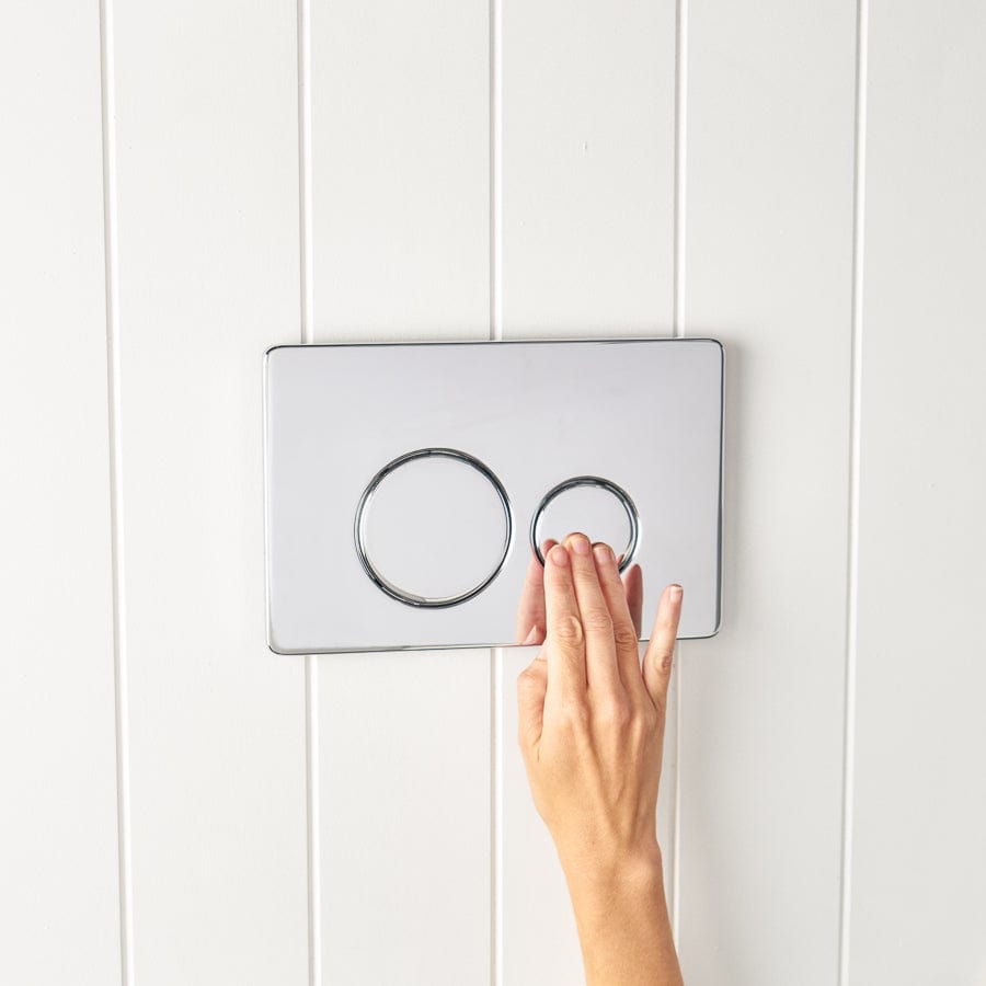 TileCloud TOILETS Angled In-Wall Toilet With Round Chrome Buttons