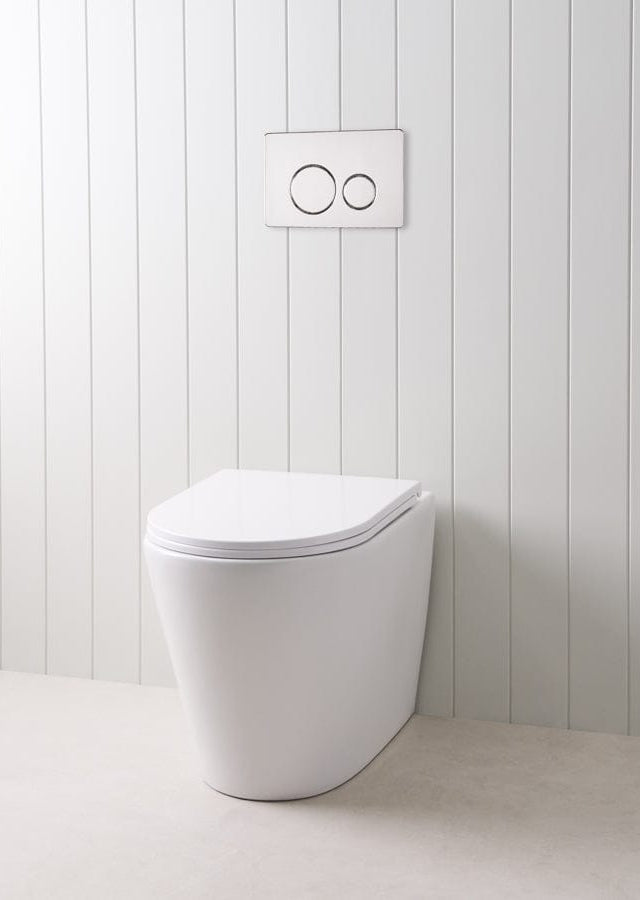 TileCloud TOILETS Angled In-Wall Toilet With Round Chrome Buttons