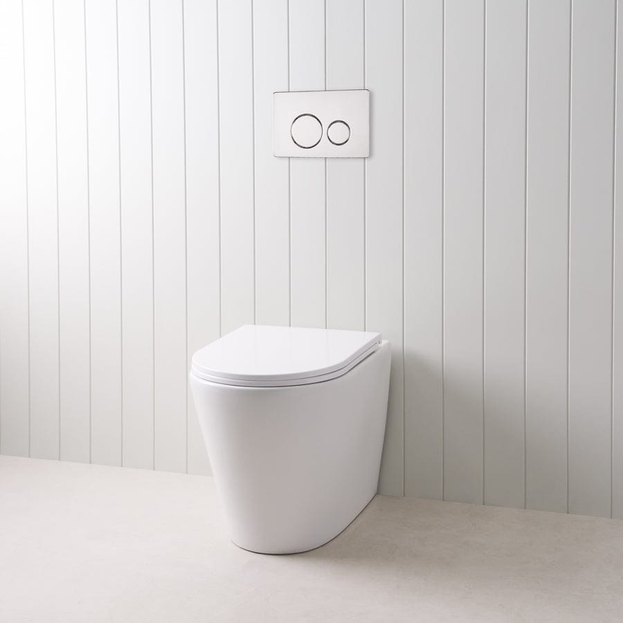 TileCloud TOILETS Angled In-Wall Toilet With Round Chrome Buttons