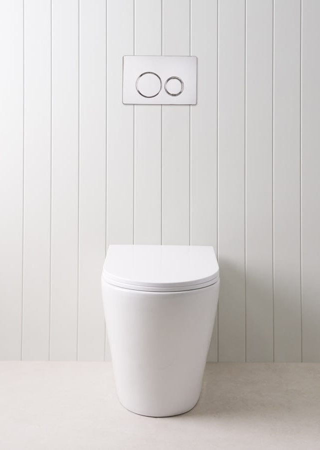 TileCloud TOILETS Angled In-Wall Toilet With Round Chrome Buttons