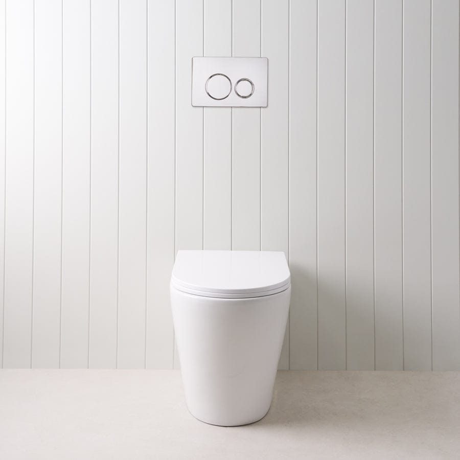 TileCloud TOILETS Angled In-Wall Toilet With Round Chrome Buttons