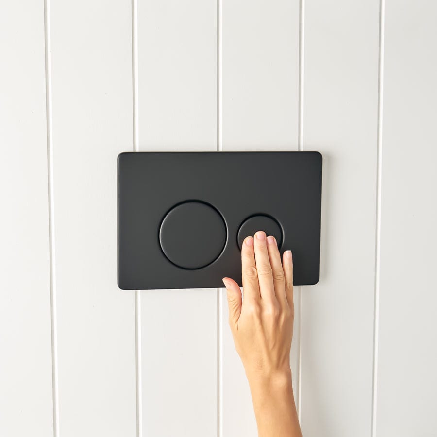 TileCloud TOILETS Angled In-Wall Toilet With Round Matte Black Buttons