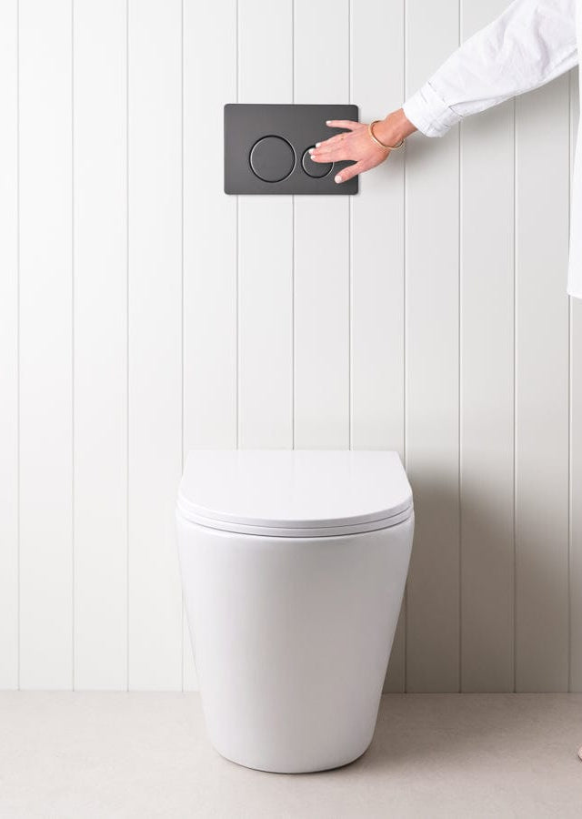 TileCloud TOILETS Angled In-Wall Toilet With Round Matte Black Buttons