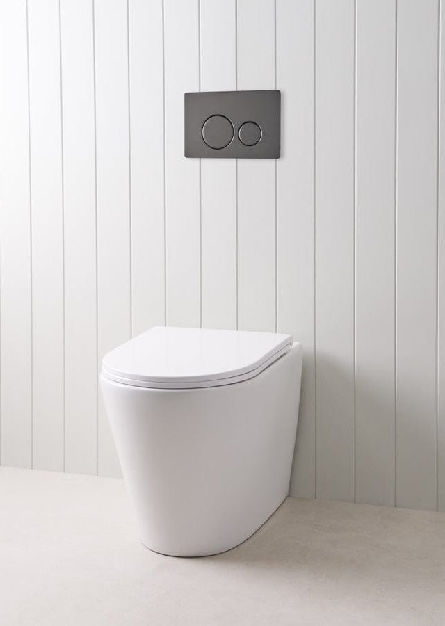 TileCloud TOILETS Angled In-Wall Toilet With Round Matte Black Buttons