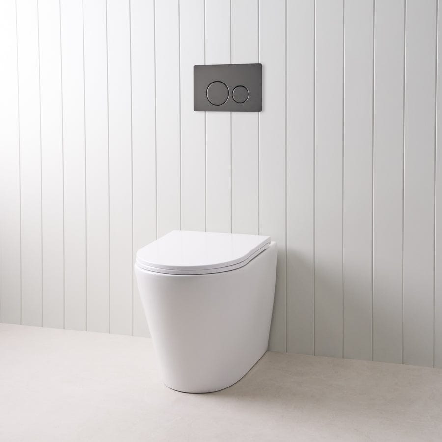 TileCloud TOILETS Angled In-Wall Toilet With Round Matte Black Buttons