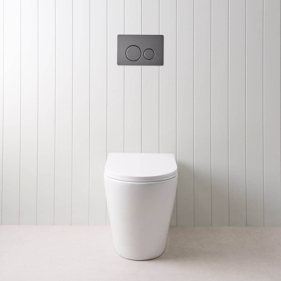 TileCloud TOILETS Angled In-Wall Toilet With Round Matte Black Buttons