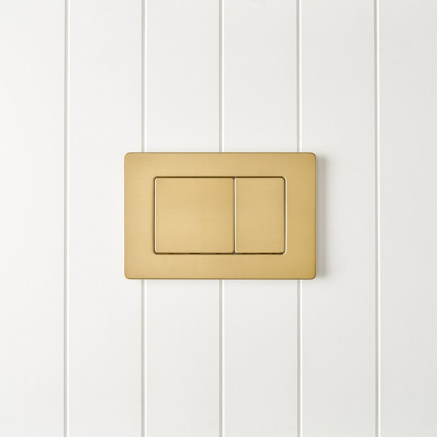 TileCloud TOILETS Curved In-Wall Toilet With Rectangle Brushed Brass Buttons