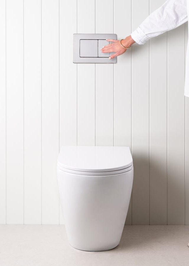 TileCloud TOILETS Curved In-Wall Toilet With Rectangle Chrome Buttons