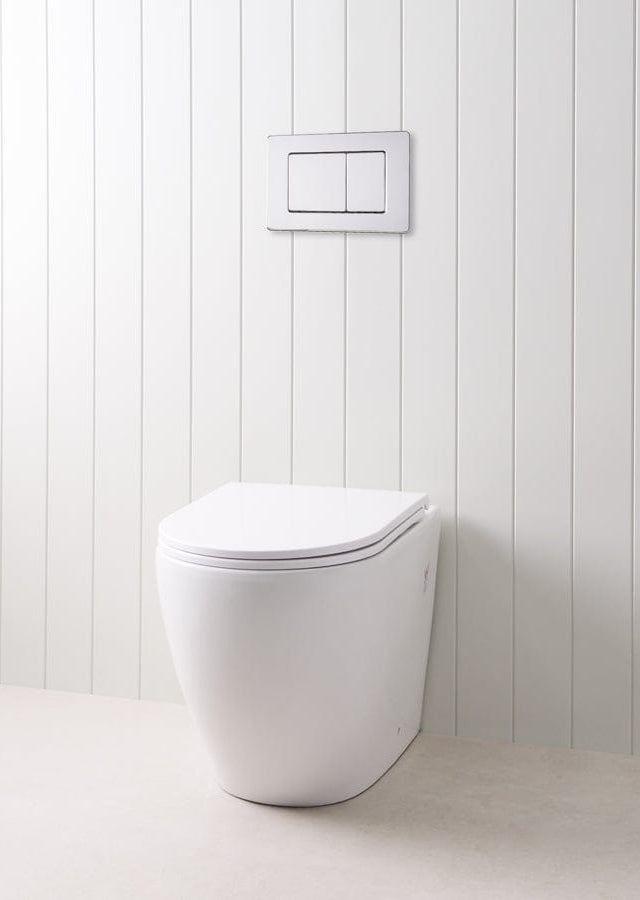 TileCloud TOILETS Curved In-Wall Toilet With Rectangle Chrome Buttons