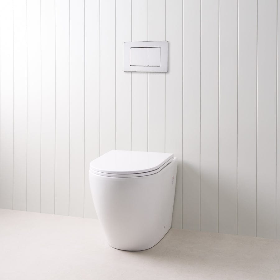 TileCloud TOILETS Curved In-Wall Toilet With Rectangle Chrome Buttons