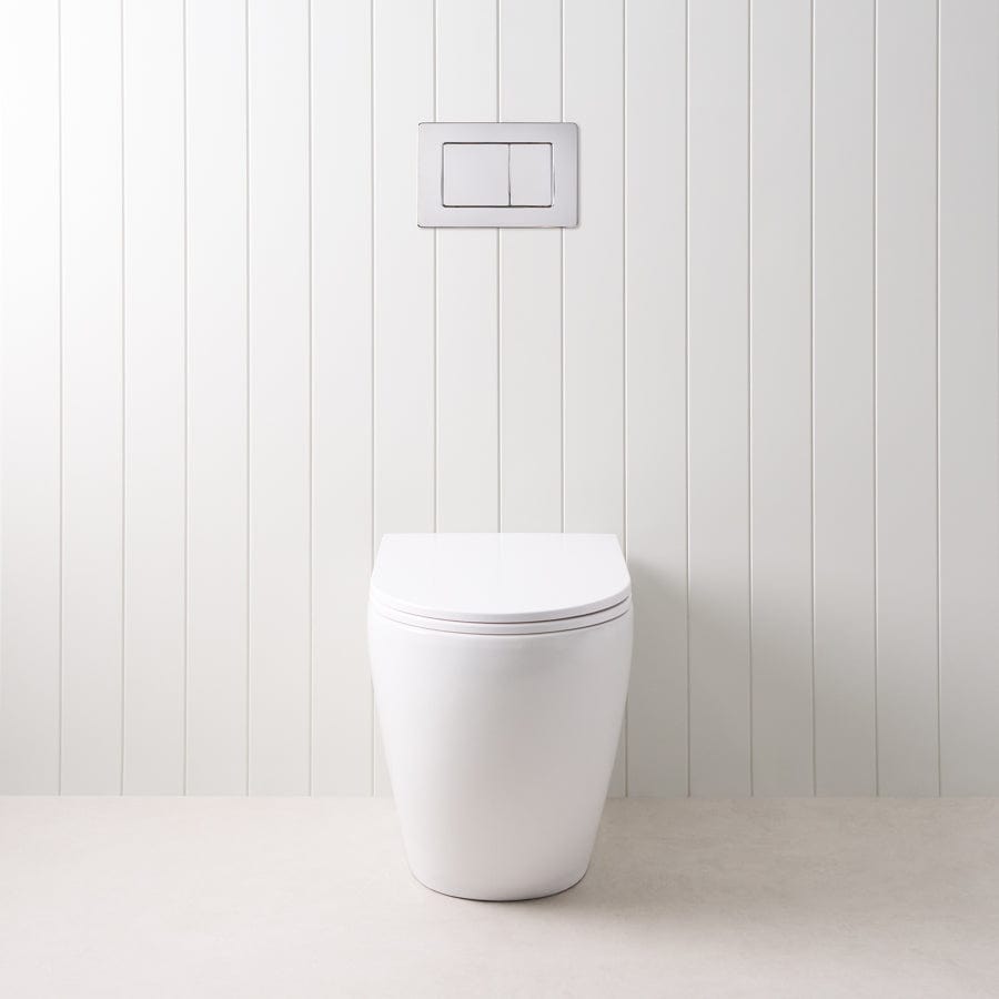 TileCloud TOILETS Curved In-Wall Toilet With Rectangle Chrome Buttons