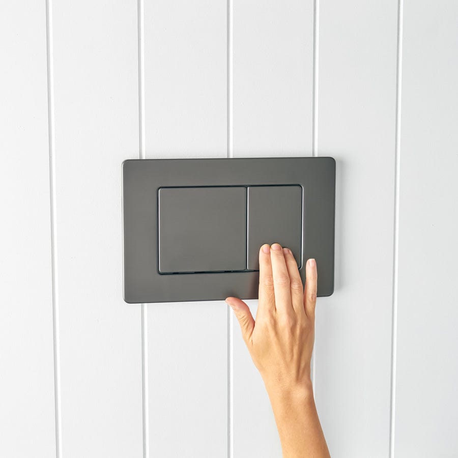 TileCloud TOILETS Curved In-Wall Toilet With Rectangle Gunmetal Buttons