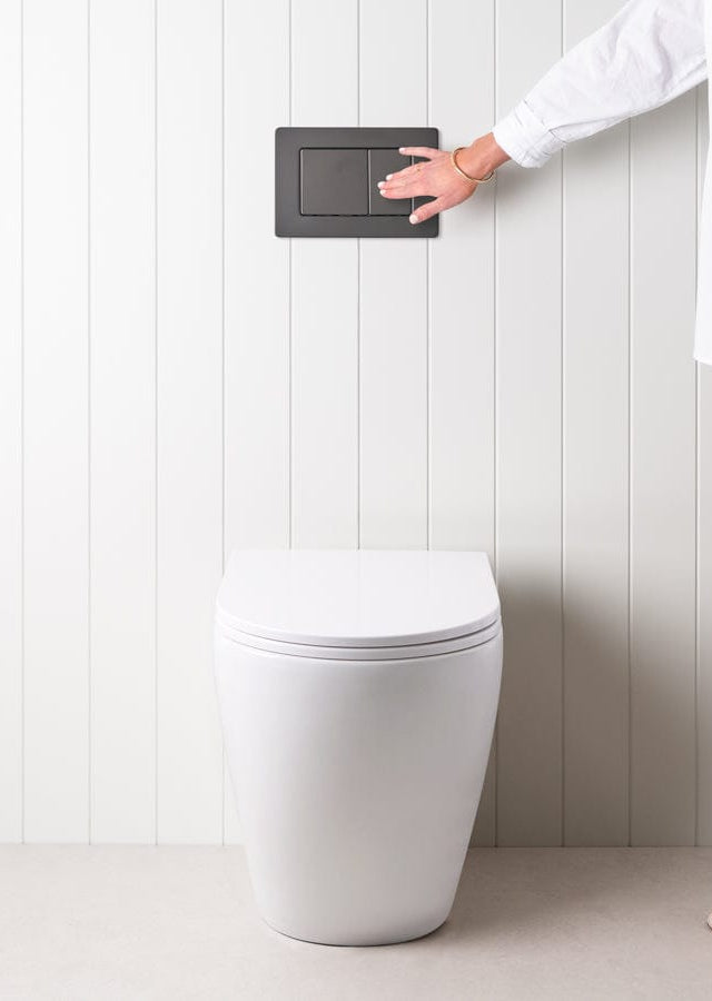 TileCloud TOILETS Curved In-Wall Toilet With Rectangle Matte Black Buttons