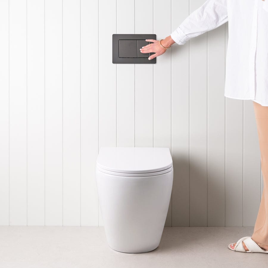 TileCloud TOILETS Curved In-Wall Toilet With Rectangle Matte Black Buttons