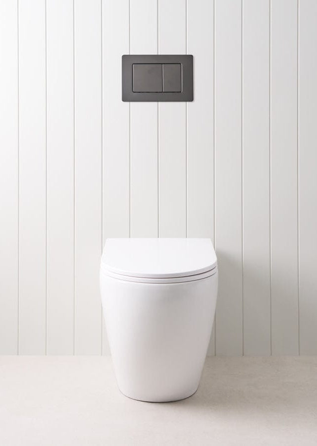 TileCloud TOILETS Curved In-Wall Toilet With Rectangle Matte Black Buttons