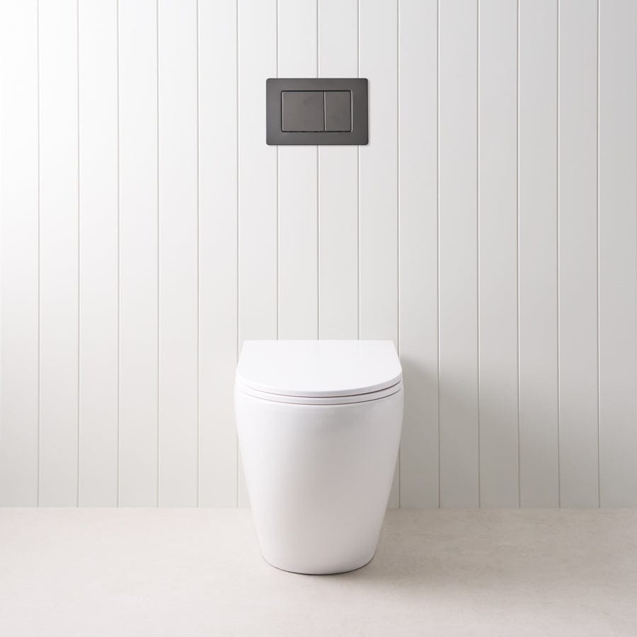 TileCloud TOILETS Curved In-Wall Toilet With Rectangle Matte Black Buttons