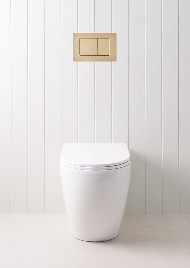 TileCloud TOILETS Curved In-Wall Toilet With Rectangle Warm Brushed Nickel Buttons