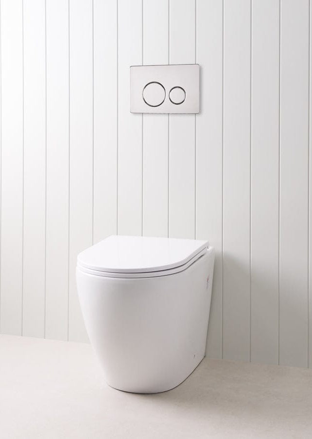 TileCloud TOILETS Curved In-Wall Toilet With Round Chrome Buttons