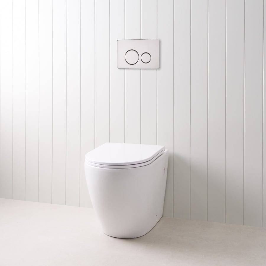 TileCloud TOILETS Curved In-Wall Toilet With Round Chrome Buttons