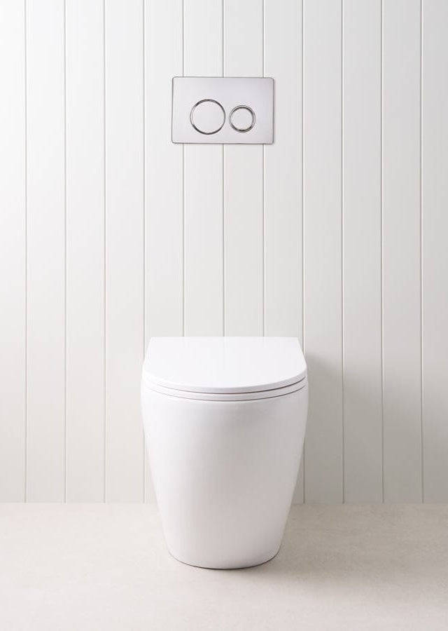 TileCloud TOILETS Curved In-Wall Toilet With Round Chrome Buttons