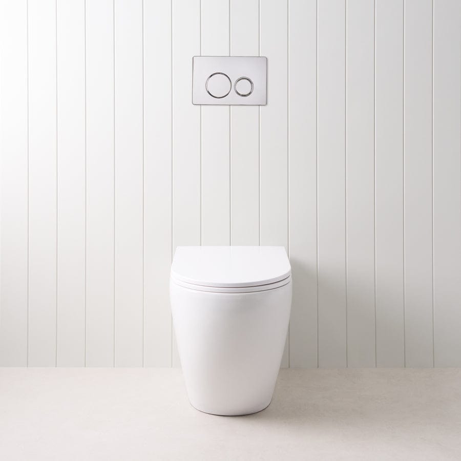 TileCloud TOILETS Curved In-Wall Toilet With Round Chrome Buttons