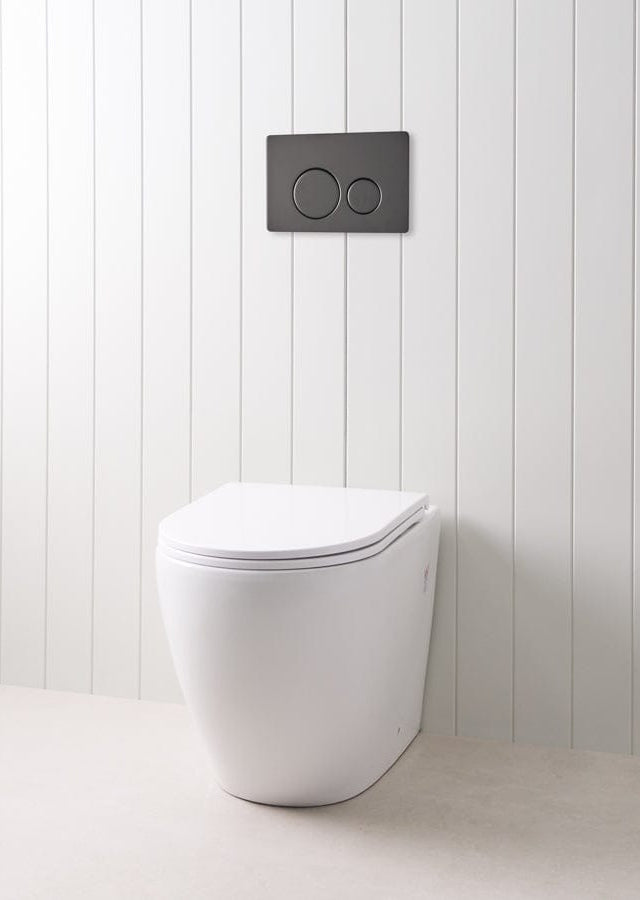 TileCloud TOILETS Curved In-Wall Toilet With Round Matte Black Buttons