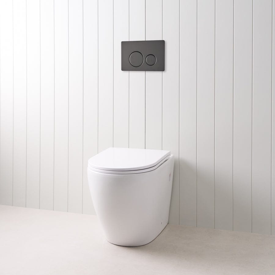 TileCloud TOILETS Curved In-Wall Toilet With Round Matte Black Buttons