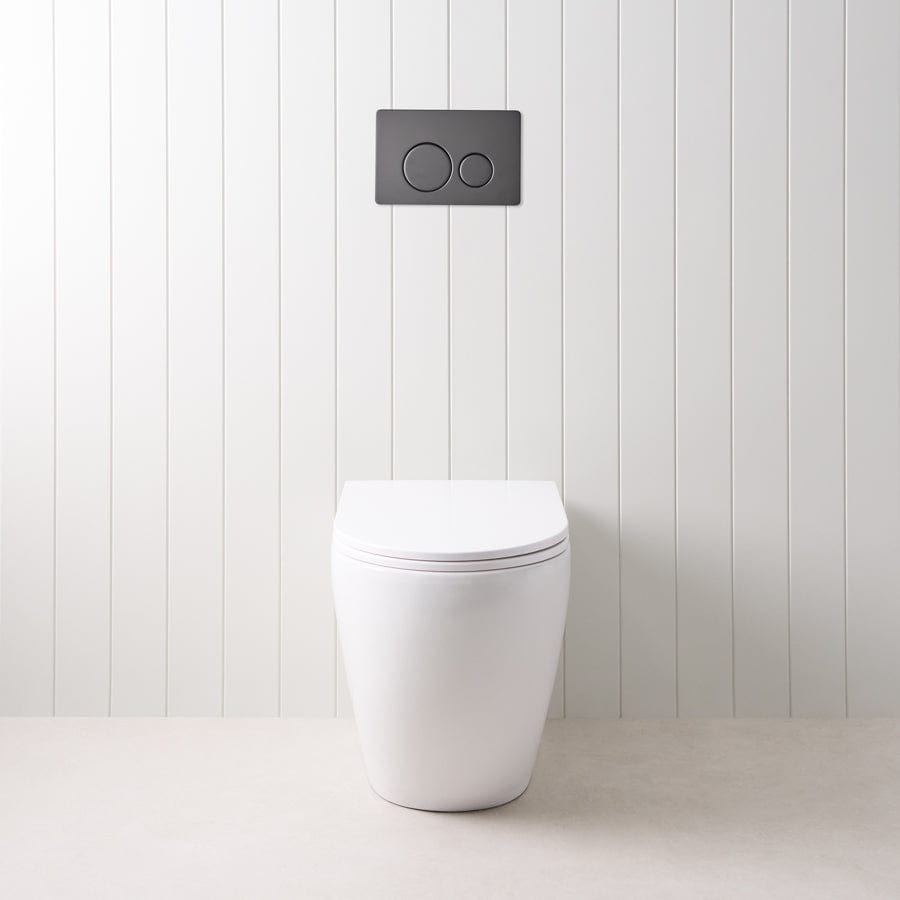 TileCloud TOILETS Curved In-Wall Toilet With Round Matte Black Buttons