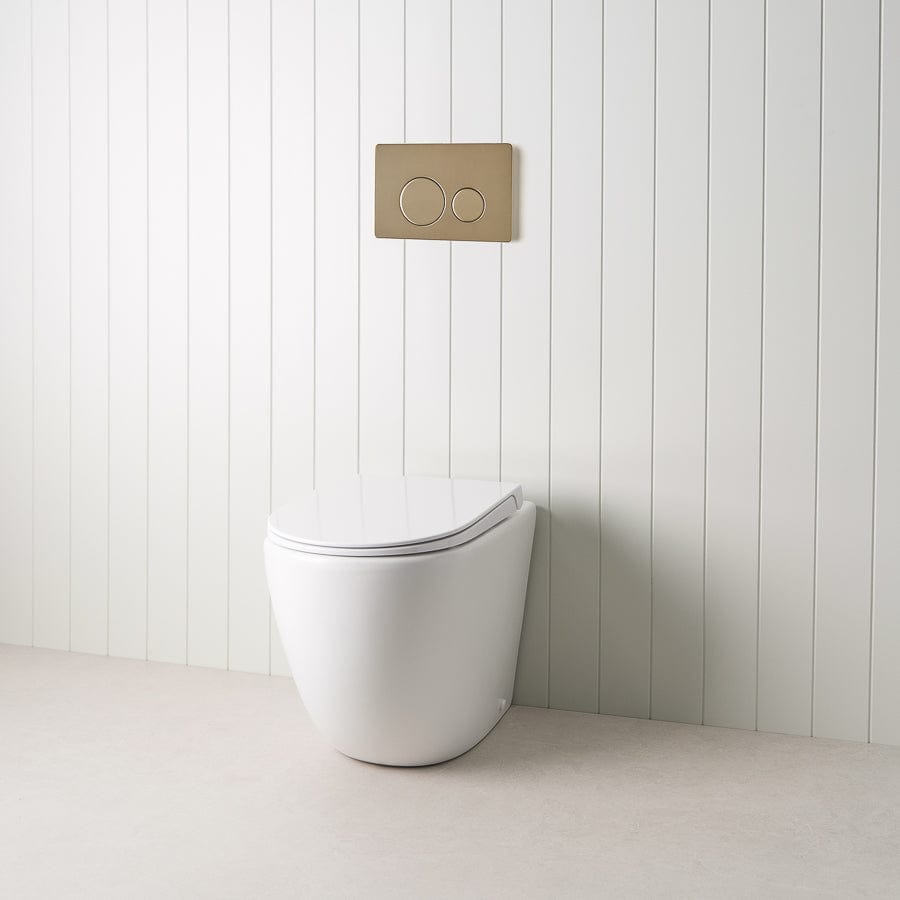 TileCloud TOILETS Curved In-Wall Toilet With Round Warm Brushed Nickel Buttons