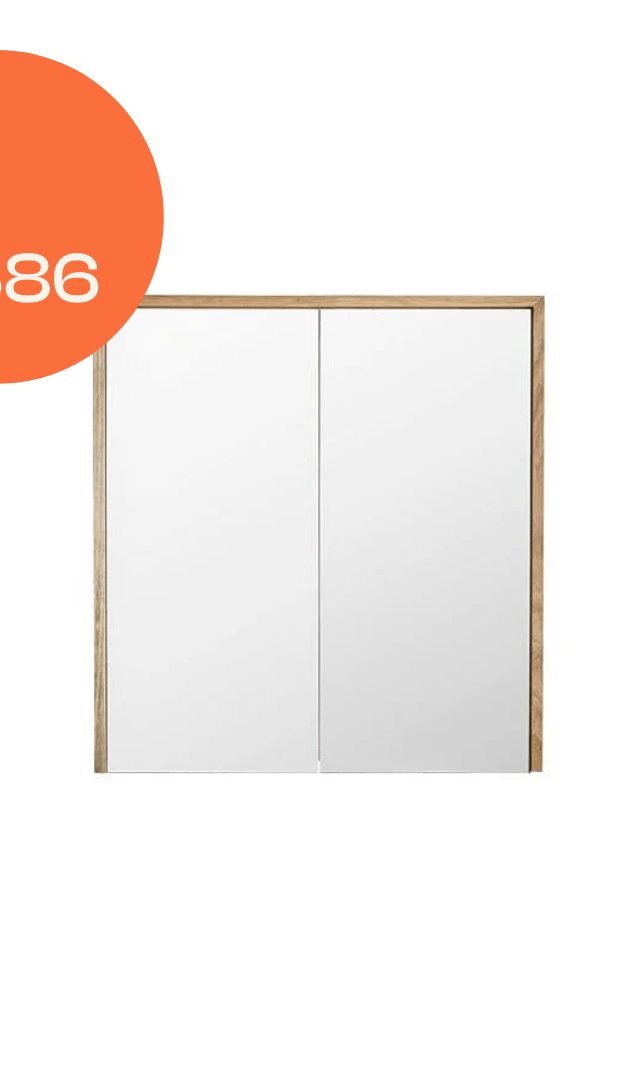 Loughlin VANITIES Bayview Mirror Cabinet 750 American Oak Light