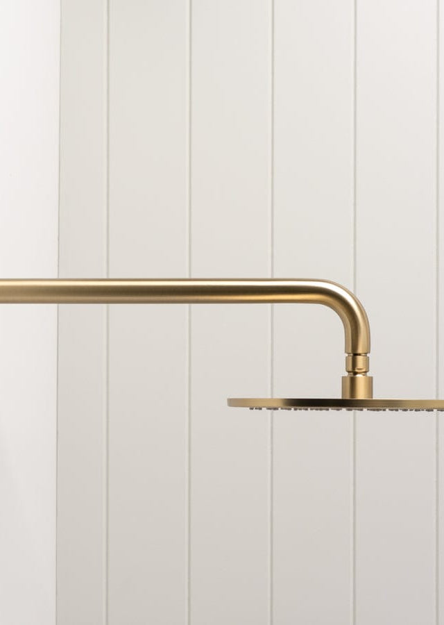 TileCloud TAPWARE Wall Shower Arm and Head Brushed Brass 255mm