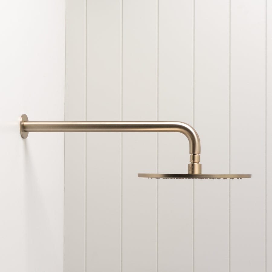TileCloud TAPWARE Wall Shower Arm and Head Warm Brushed Nickel 255mm