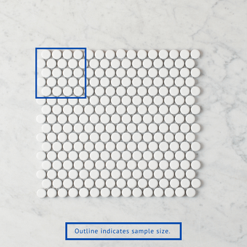 Broadwater White Gloss Penny Round Mosaic Tile