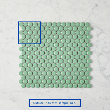Broadwater Green Gloss Penny Round Mosaic Tile